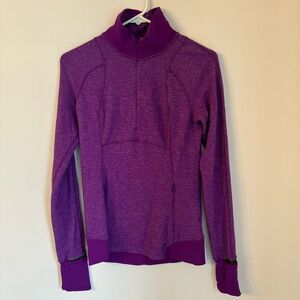 Lululemon Womens Long Sleeve Running 1/3 Zip Pullover Sweatshirt Sz 6 Purple EUC
